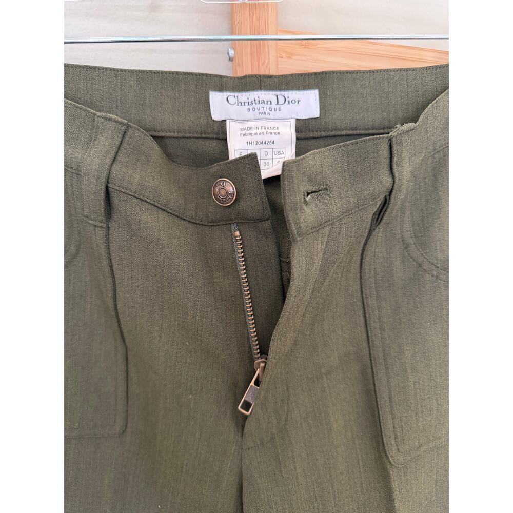 Vintage Christian Dior by John Galliano Olive Wide Leg Pants US 6 - Picture 3 of 6